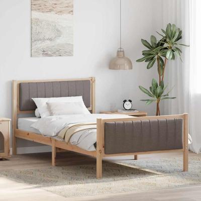 Bedframe Bruin en taupe 100 x 200 cm Massief grenenhout Bedframe Bruin en taupe 100 x 200 cm Massief grenenhout