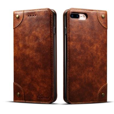 Voor iPhone 8 plus/7 plus barokke eenvoudige horizontale Flip lederen draagtas met houder & kaartsleuven & portemonnee (licht bruin)