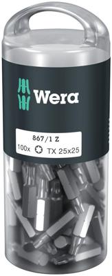 Wera 05072449001 867/1 Z TORX® DIY 100 SiS TX-bit Aandrijving: 1/4 (6,3 mm) Uitvoering: TX TX 25 25 mm