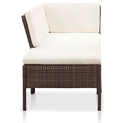 3-delige Loungeset met kussens poly rattan bruin 3-delige Loungeset met kussens poly rattan bruin