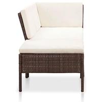 3-delige Loungeset met kussens poly rattan bruin - thumbnail