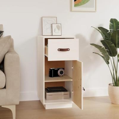Dressoir 34x40x75 cm massief grenenhout wit - thumbnail