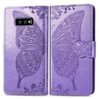 Butterfly Love bloemen reliëf horizontale Flip lederen case voor Galaxy S10e met houder & kaartsleuven & portemonnee & Lanyard (licht paars) - thumbnail
