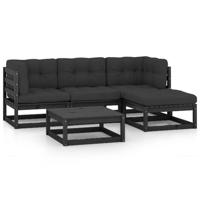 5-delige Loungeset met kussens massief grenenhout - thumbnail