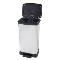 Curver deco bin duo prullenbak 23 liter + 23 liter rechthoekig zilver metallic - thumbnail