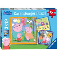 Ravensburger familie en vrienden van peppa pig legpuzzel, 3x49st. - thumbnail