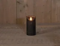 Kaars wax rustiek bewegende vlam 7,5x15 cm zwart b.o. Anna's Collection - Annas collection - thumbnail