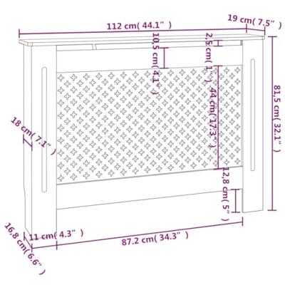 VidaXL Radiatorombouw 112x19x81,5 cm mdf zwart