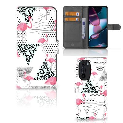 Motorola Edge 30 Pro | Telefoonhoesje | Met pasjeshouder | Flamingo Triangle