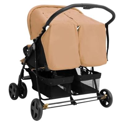 VidaXL Tweelingkinderwagen staal taupe