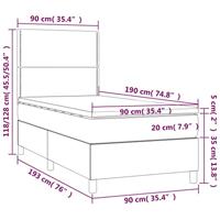 Boxspring met matras en LED stof taupe 90x190 cm - thumbnail