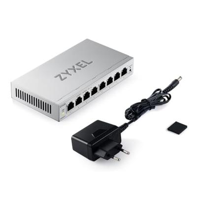 Zyxel Ethernet Switch 8 poorten | Web Manageable Gigabit Conmutor | QoS, Link Aggregation, VLAN, IGMP Snooping | zonder ventilator | Desktop [GS1200-8v3]