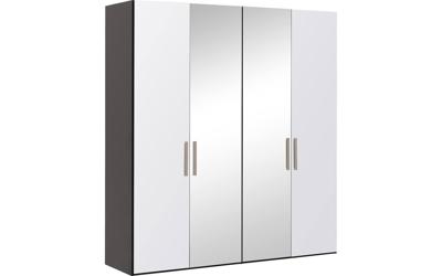 Goossens Kledingkast Easy Storage Ddk, Kledingkast 203 cm breed, 220 cm hoog, 2x glas draaideur en 2x spiegel draaideur midden