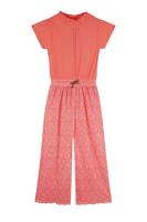 NoNo zomer jumpsuit meisjes - oranje koraal - Daisy AOP, plissee - Sylia - thumbnail