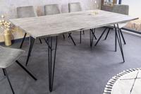 Massief houten eettafel SCORPION 140cm grijze acaciaboomrand zwarte metalen poten haarspeldpoten - 43665 - thumbnail