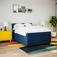 Boxspring met matras stof blauw 140x200 cm - thumbnail