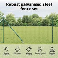 VidaXL Hek met paal groen 1,2 x 10 m staal - thumbnail