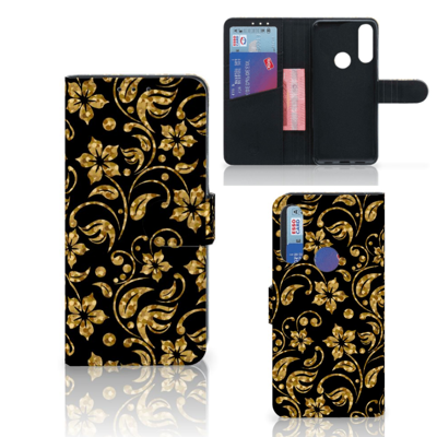 Alcatel 1S 2020 Hoesje Gouden Bloemen Alcatel 1S 2020 Hoesje Gouden Bloemen