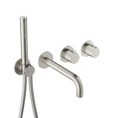 Afbouwdeel -Inbouw Bad thermostaat Hotbath Ace Met 2-Weg Stop-Omstel Met Uitloop Handdouche/ Doucheslang Geborsteld Nikkel