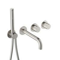 Afbouwdeel -Inbouw Bad thermostaat Hotbath Ace Met 2-Weg Stop-Omstel Met Uitloop Handdouche/ Doucheslang Geborsteld Nikkel - thumbnail