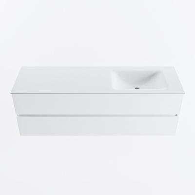 MONDIAZ VICA 150cm badmeubel onderkast Talc 2 lades. Wastafel CLOUD rechts zonder kraangat, kleur Talc.