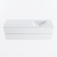 MONDIAZ VICA 150cm badmeubel onderkast Talc 2 lades. Wastafel CLOUD rechts zonder kraangat, kleur Talc. - thumbnail