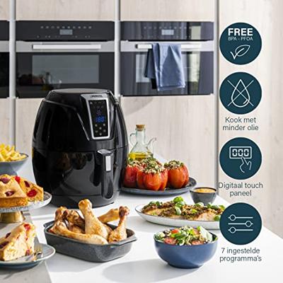 Princess 01.182021.01.001 Airfryer 1400 W Met display, Anti-aanbaklaag, Timerfunctie Zwart - thumbnail
