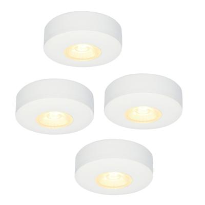Set van 4 Pavo - Platte LED opbouwspots 23mm - 3W 300lm - 2700K - Dimbaar - Rond - IP44 - Wit