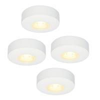 Set van 4 Pavo - Platte LED opbouwspots 23mm - 3W 300lm - 2700K - Dimbaar - Rond - IP44 - Wit - thumbnail