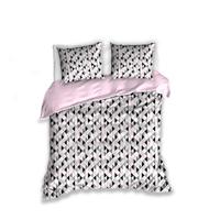 carbotex dekbedovertrek Driehoeken Roze/Zwart - thumbnail