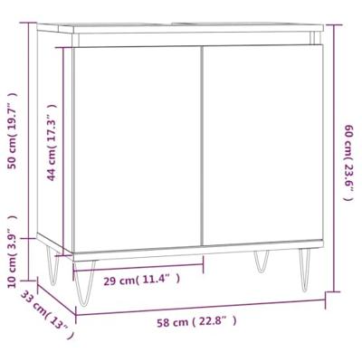 Badkamerkast 58x33x60 cm bewerkt hout grijs sonoma eikenkleurig - thumbnail