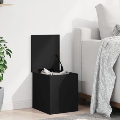 Opbergbox 30x35x35 cm bewerkt hout zwart Opbergbox 30x35x35 cm bewerkt hout zwart