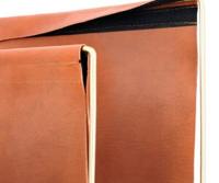 QUVIO Tijdschriftenrek van metaal en leer - Bruin met goud - thumbnail