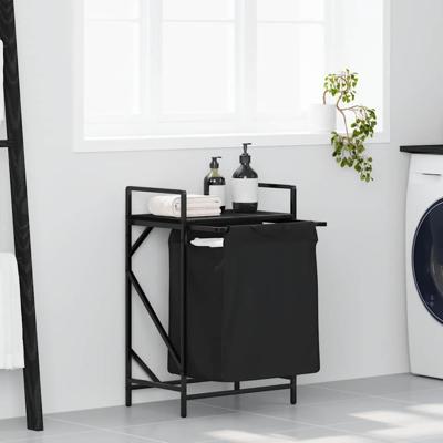 VidaXL Wasmand 1 vak met plank zwart eikenkleurig VidaXL Wasmand 1 vak met plank zwart eikenkleurig