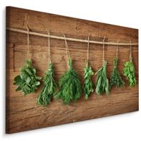 Schilderij Provinciale kruiden op hout (print op canvas), groen/bruin, scherp geprijsd - thumbnail