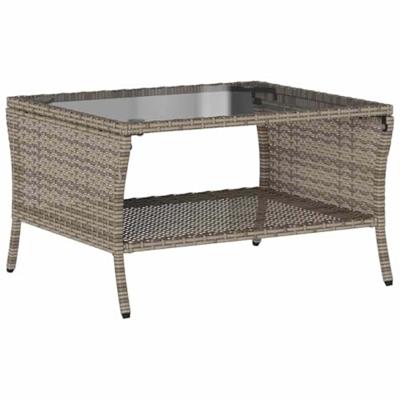 6-delige Loungeset met kussens poly rattan grijs