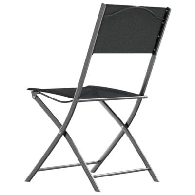 Tuinstoelen inklapbaar 2 st staal en textileen zwart