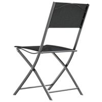 Tuinstoelen inklapbaar 2 st staal en textileen zwart - thumbnail