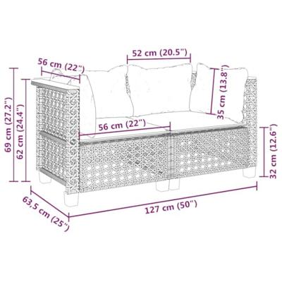 Tuinbanken 2 st met kussens poly rattan beige - thumbnail