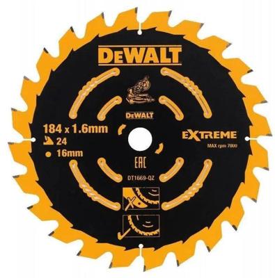 DeWALT Cirkelzaagblad voor Hout | Extreme | Ø 184mm Asgat 16mm 24T - DT1669-QZ