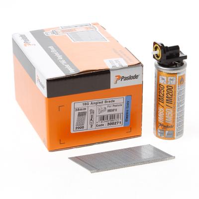 Paslode afwerknagels schuin - AF16x38 mm - verzinkt 3mµ- 2000 st + 2 gaspatronen