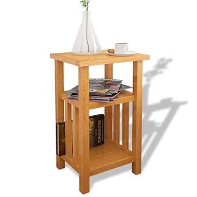 VidaXL Bijzettafel met tijdschrifthouder 27x35x55 cm massief eikenhout