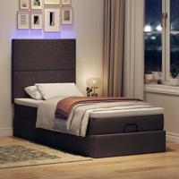 Ottoman bed met matras en LED's 80x200cm stof donkerbruin - thumbnail