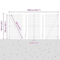 VidaXL Hek met paal groen 1,5 x 10 m staal en pvc - thumbnail