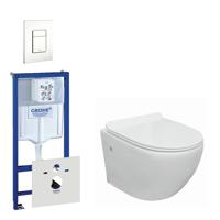 Nemo Go compact Toiletsetset - spoelrandloos - grohe inbouwreservoir - softclose - quickrelease - bedieningsplaat verticaal - wit 0720003/0729205/sw242519/ - thumbnail
