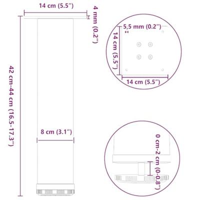 Salontafelpoten 4 st 42-44 cm staal naturel