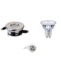 GU10 Inbouwspot Set - Mat Chroom - Inbouw Rond - Waterdicht IP65 - Philips - MASTER 927 36D VLE - DimTone Dimbaar - Aigi - 4.9W - Warm Wit 2200K-2700K - Ø82mm - thumbnail