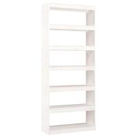 Boekenkast/kamerscherm 80x30x199,5 cm massief grenenhout wit - thumbnail