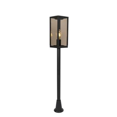 QAZQA Staande buitenlamp zwart met smoke 100 cm IP44 - Charlois