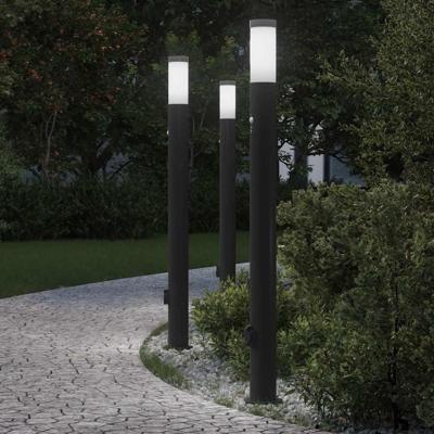Bolderverlichting met sensor en stopcontact 3 stuks 110 cm roestvrij staal IP44